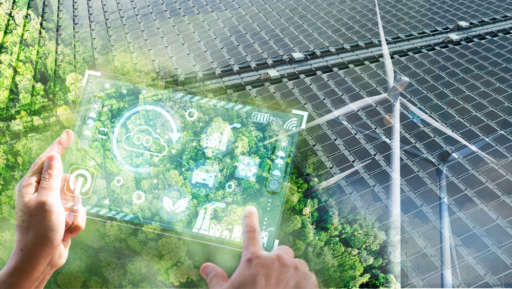 Double,Exposure,Graphic,Of,Business,People,Working,Over,Wind,Turbine