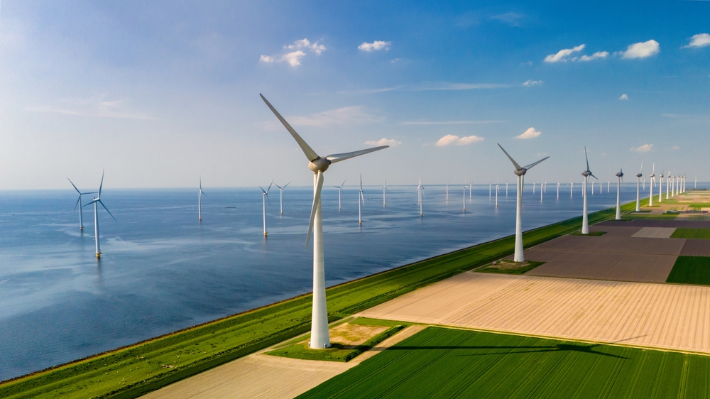 An,Aerial,View,Of,Wind,Turbines,In,Flevoland,,Netherlands,,Highlights